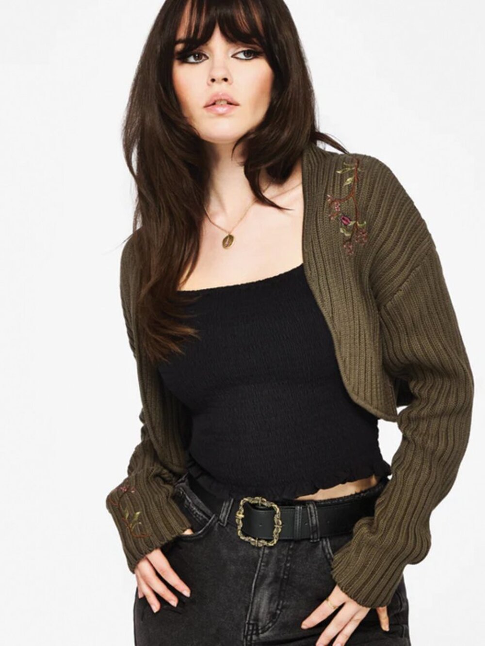 Disturbia Ergot Floral Embroidered Bolero